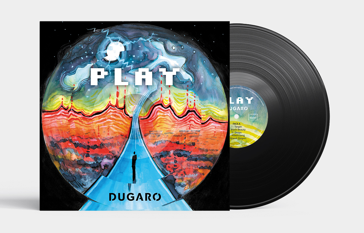 Illustration et conception graphique pour l'album "Play", pochette recto et disque, par Johanne Goll