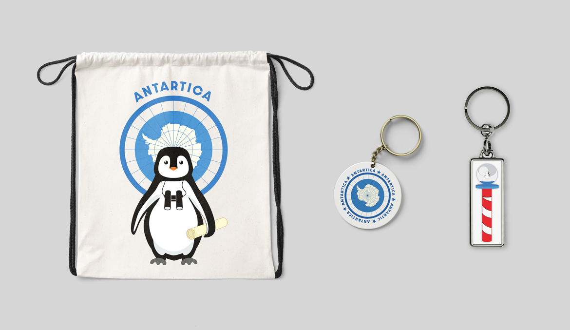 Illustrations Antartica, déclinaison sur goodies, par Johanne Goll, graphiste freelance