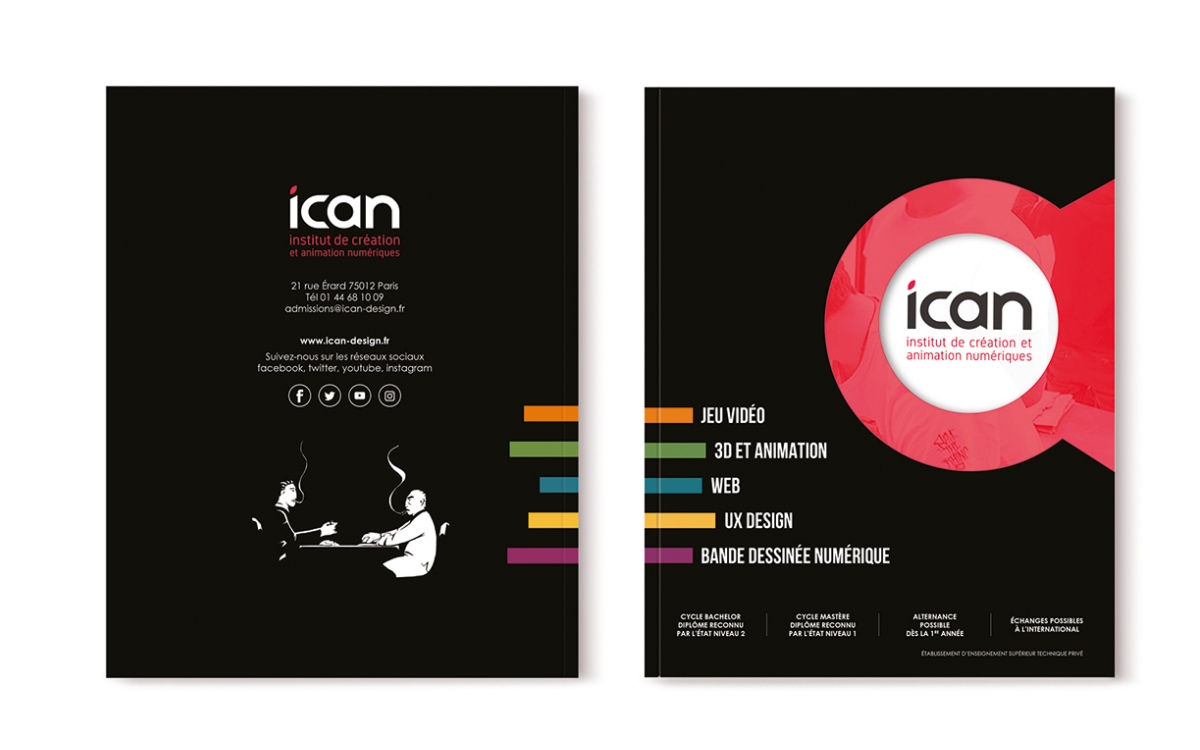 Conception graphique de la brochure ICAN par Johanne Goll, quatrième et première de couverture