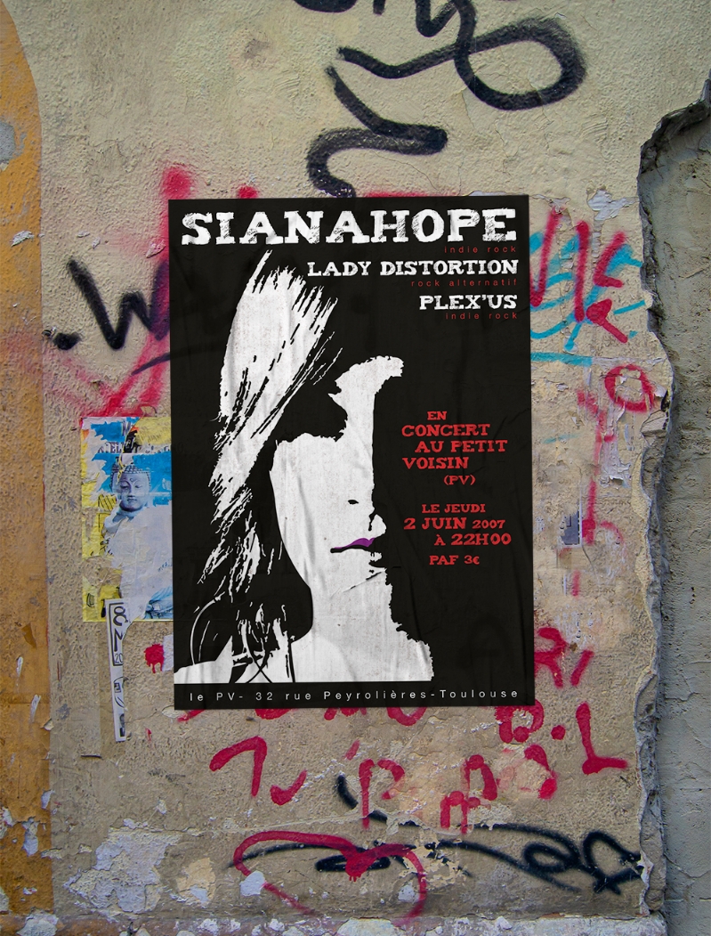 Affiche concert pour le groupe de musique Sianahope par Johanne Goll, graphiste freelance