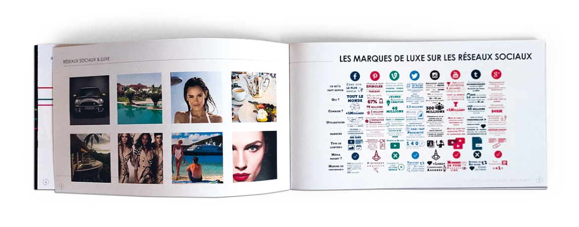 Brochure 4e édition Cité du Luxe par Johanne Goll graphiste, double-page marques