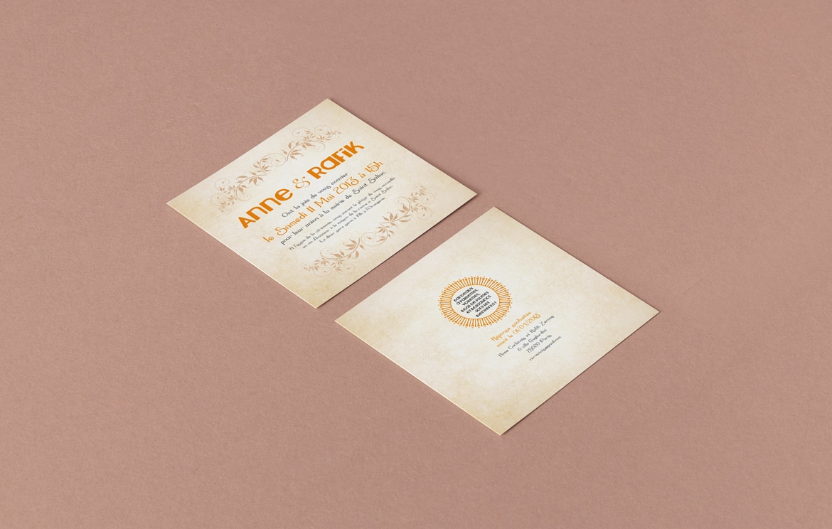 Faire-part de mariage recto-verso par Johanne Goll graphiste freelance