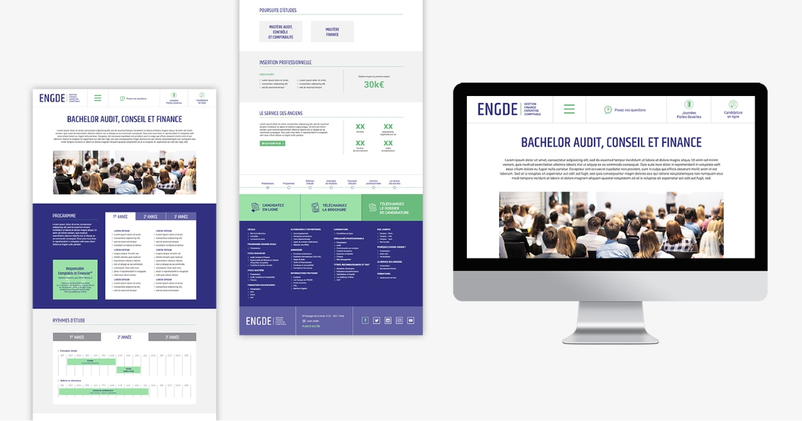 Web design du site de l’ENGDE par Johanne Goll graphiste, page Bachelor audit, conseil et finance