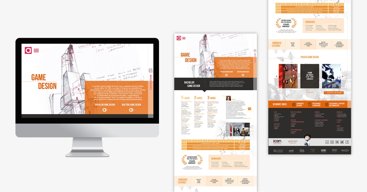 Web design du site de l’ICAN par Johanne Goll graphiste, page Game Design