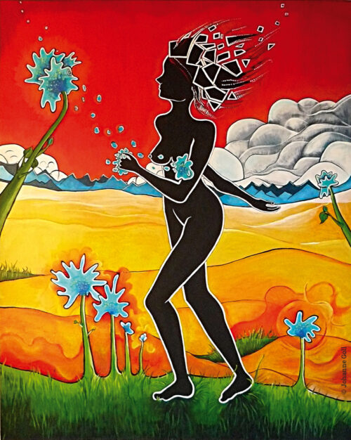 À fleur de peau, peinture acrylique sur toile par Johanne Goll artiste plasticienne