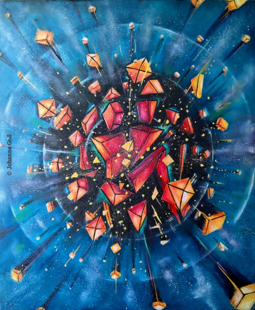 Big Bang, peinture à l’huile sur toile par Johanne Goll artiste plasticienne