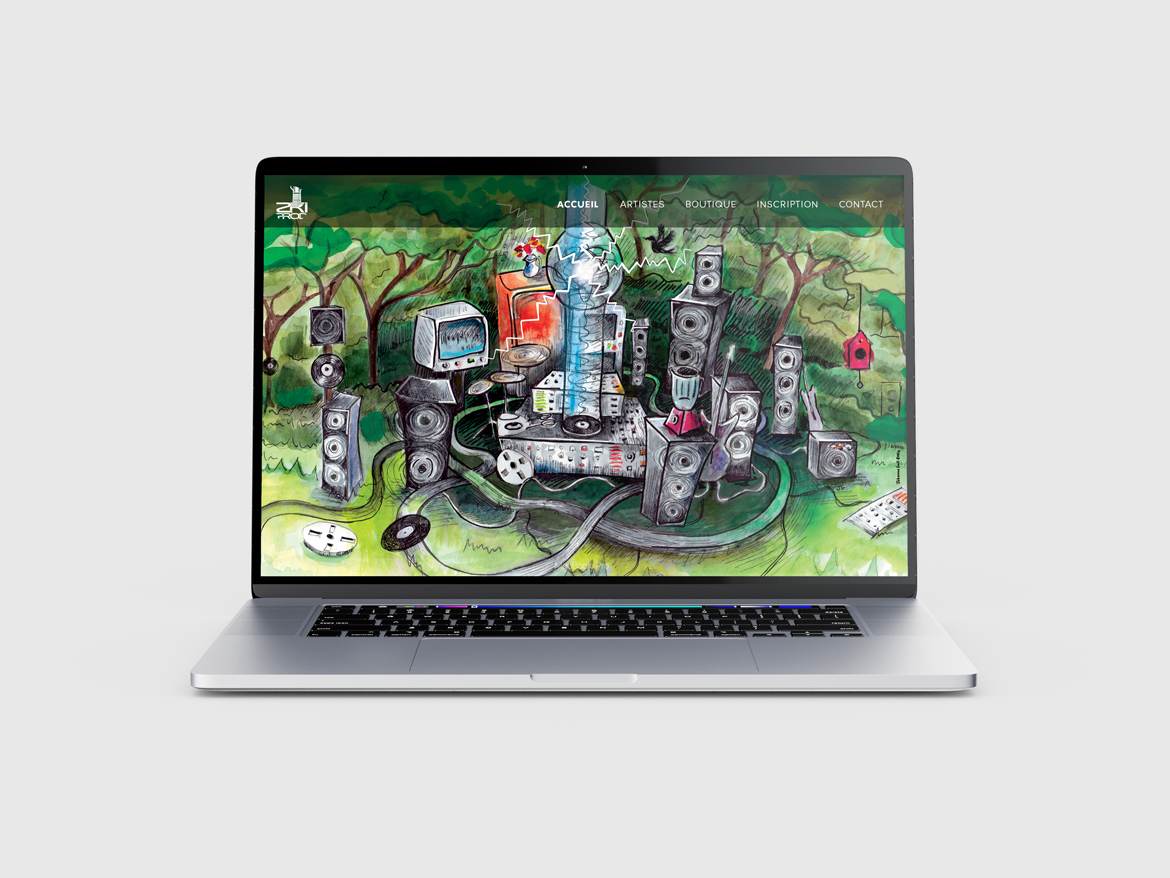 Illustration studio zkiprod, home site internet, par Johanne Goll, graphiste freelance