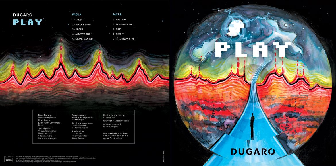 Illustration et conception graphique pour l'album "Play" par Johanne Goll, pochette vinyle recto-verso